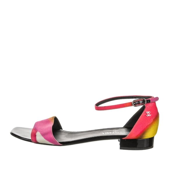 CHANEL Shoes - CHANEL Pink Ankle Strap CC Logo D'Orsay Sandals